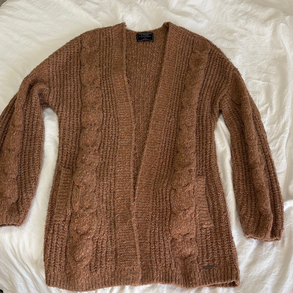 Abercrombie & Fitch Brown Cable Knit Cardigan